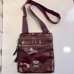 Franco Sarto Maroon Faux Leather Crossbody Bag‎